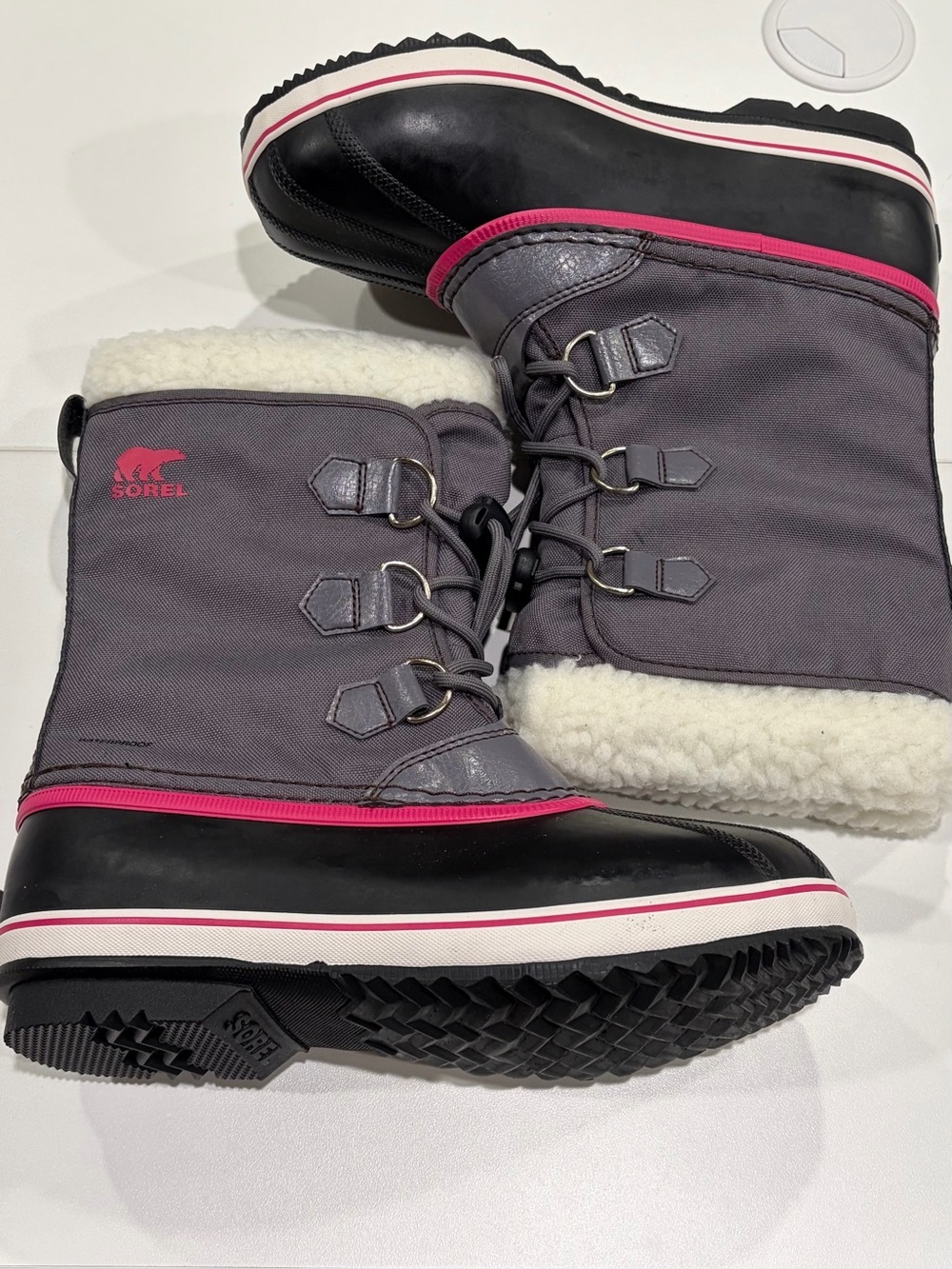 Sorel Youth 6 Years 6Y Yoot Pac Nylon Snow Boots Winter NWT Black Pink Girls